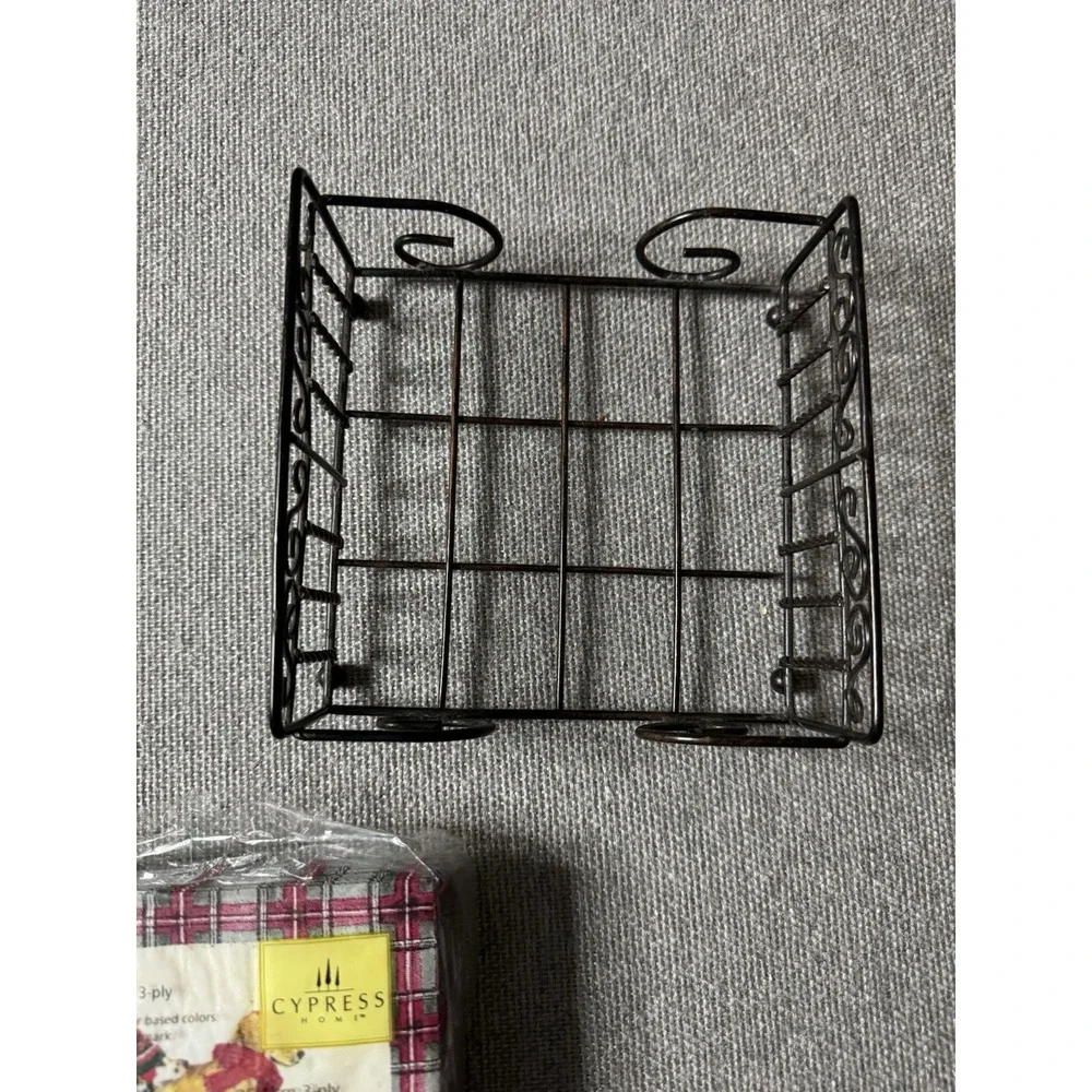 Metal Cocktail Napkin Holder With Christmas Dog Napkins